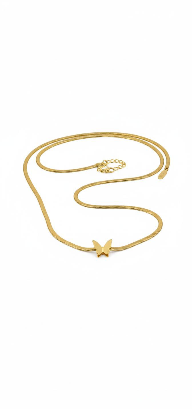 Golden Butterfly Charm Necklace Set