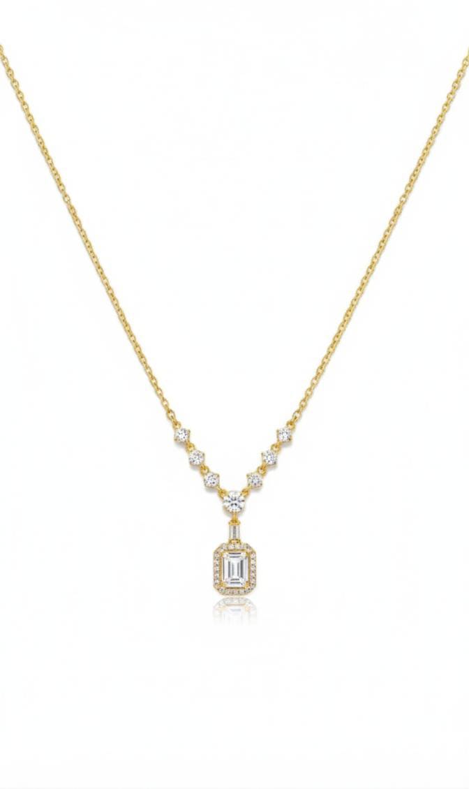 Gold Baguette Diamond Necklace