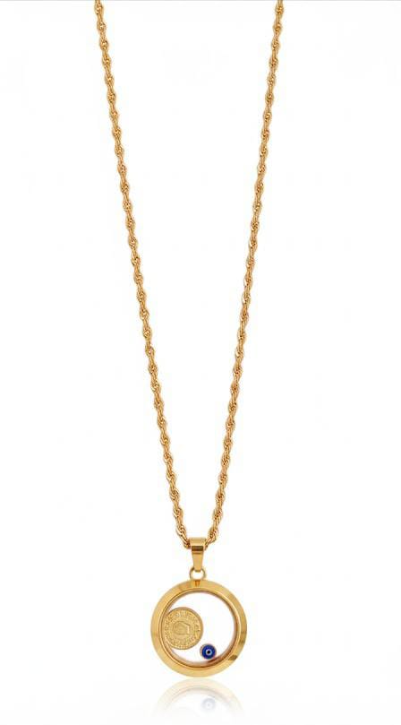 Elegant Gold-Tone Steel Locket Necklace