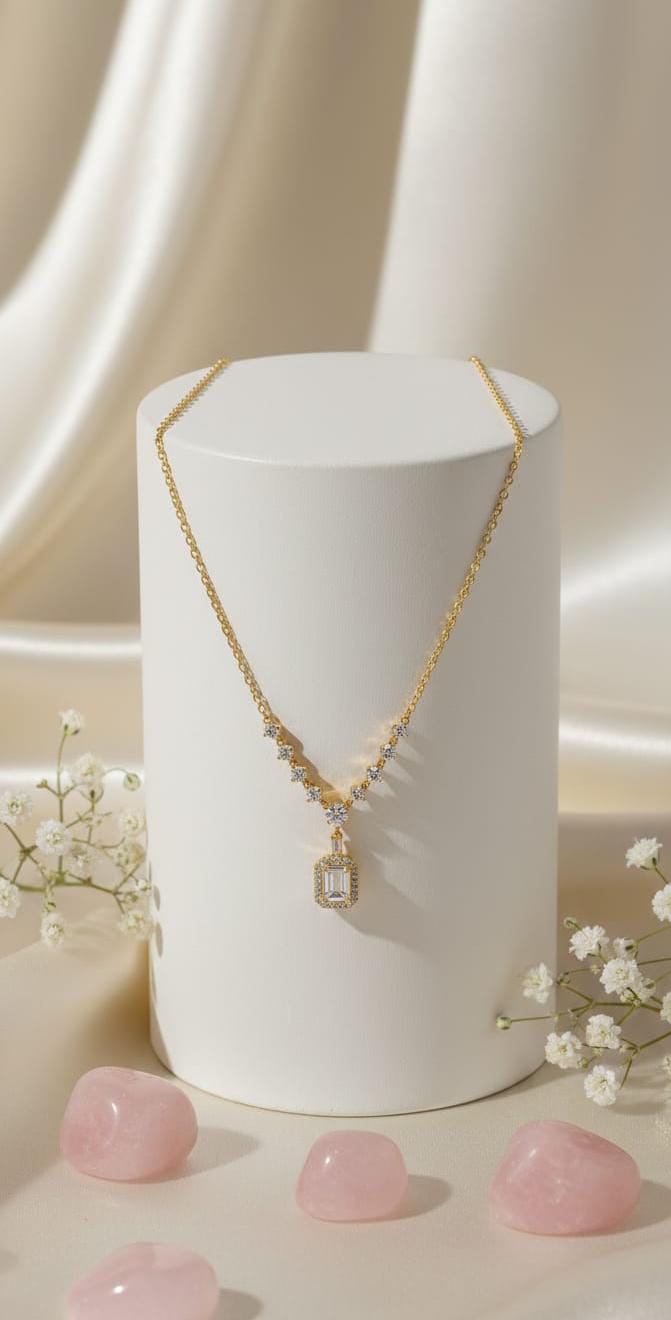 Gold Baguette Diamond Necklace