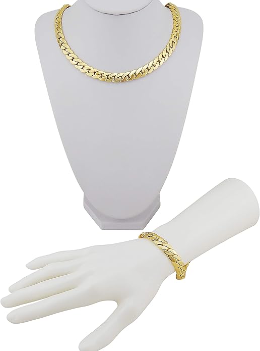 Gold Chain Necklace & Bracelet Set