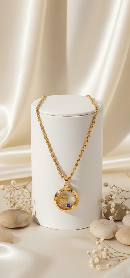 Elegant Gold-Tone Steel Locket Necklace
